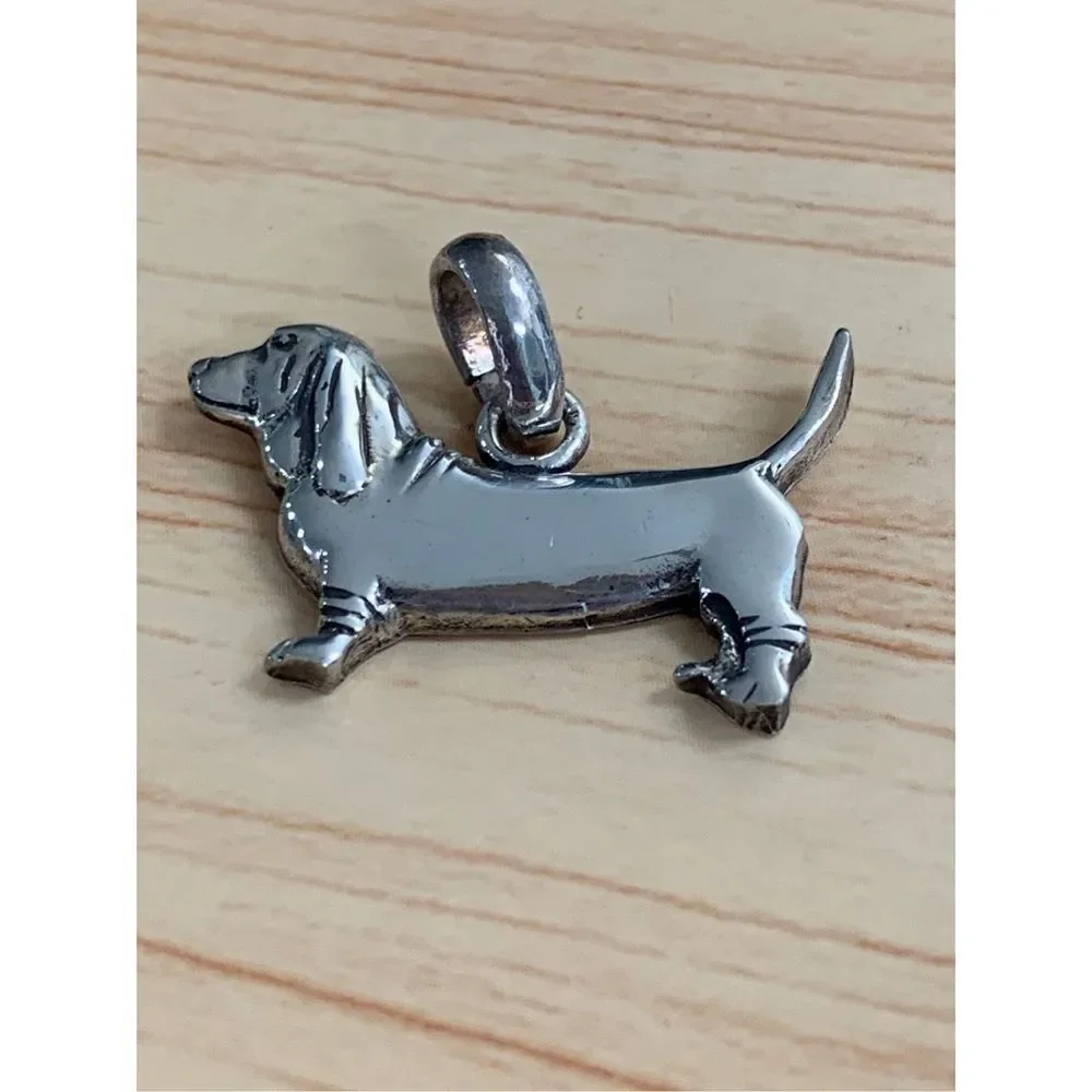 .925 Basset Dog Sterling Silver Jewelry Charm